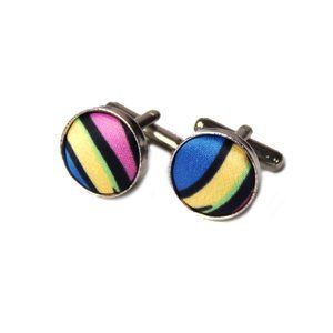 Gascoigne Silk and Metal Alloy Cufflinks Striped